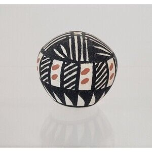 Acoma Pottery Small Seed Pot Signed MJL Native American Polychrome 1"  Vintage